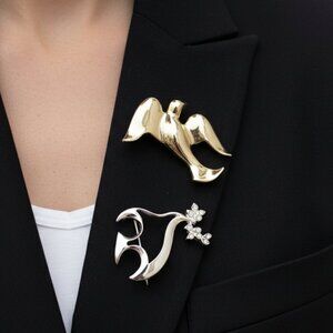 Modernist Abstract Brooch Pin Lot | Gold & Silver Tone (2)